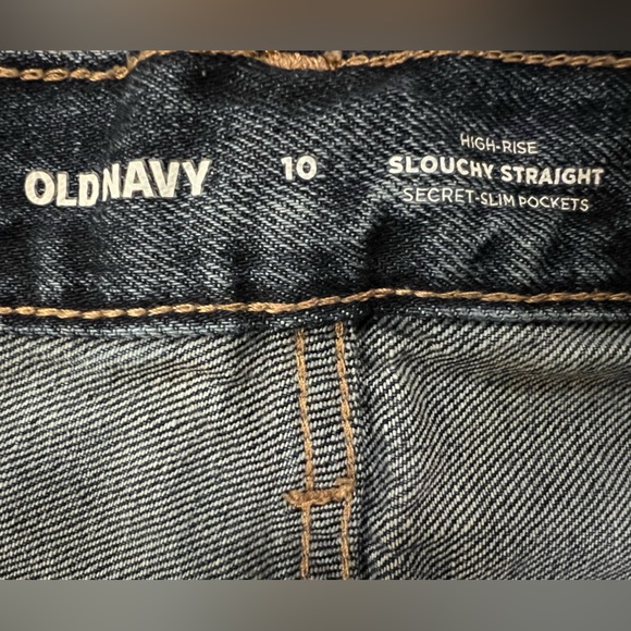 Old Navy Womens High Rise Slouchy Straight Leg Jeans Size 10 Button Fly Distress - Picture 4 of 4